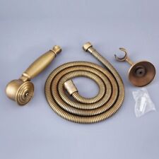 Vintage Antique Brass Hand Held Shower Head With Shower Bracket 1.5m Hose