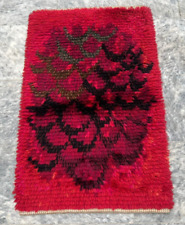 Vintage Handmade Mid Century 1960 Scandinvian Danish Rya Shaggy Rug 90 x 58 cm