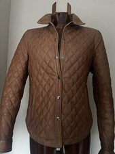Ladies Tan Quilted Nappa Leather Jacket Size 12