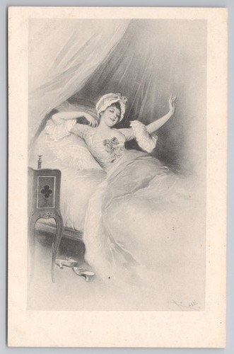 C1905 glamour boudoir - c1905, postcard