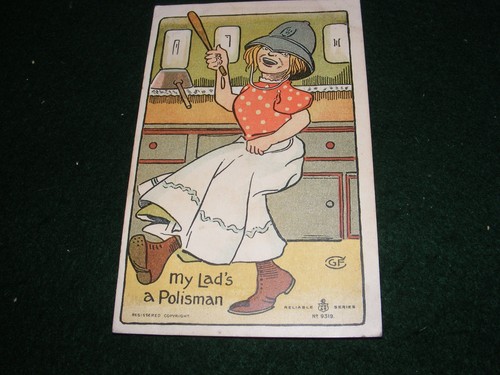 Vintage postcard art - art, policeman