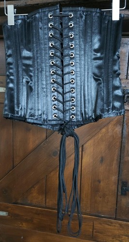 Ladies corset black - black, satin