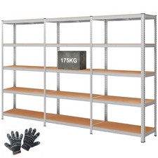 3 x 5 Tier Metal Shelf Storage Unit Shelving Shelves Racking Warehouse Rack Shed