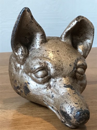 Fox head doorstop cast - fox, iron