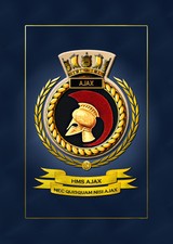 HMS AJAX FRAMED SHIPS BADGE /
