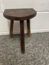 Vintage French Milking Stool With D Shaped Seat