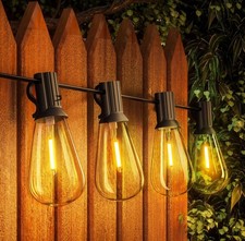 SUWIN 60FT Outdoor String Lights, ST38 Garden String Lights Mains Powered,Water