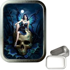 Blue Fairy Skull 2oz Silver Tobacco Tin, Airtight sealed Tobacco Tin,Storage
