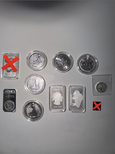 8.25oz silver bullion assorted
