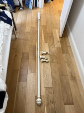 Large Wooden White curtain pole/rod With Matching Wooden Rings 220cm