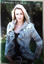 Original Sirdar Denim Ultra Ladies Jacket 32"-42" Knitting Pattern 9002