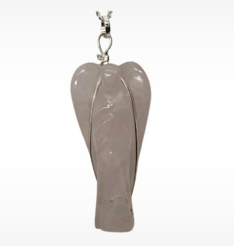 Rose quartz angel pendant - rose,