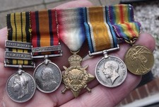 PERIOD MINIATURE EAST & WEST AFRICA, BOER WAR, WW1 MEDAL GROUP, NAMED M' WELE.