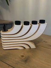 Large Unusual Arts & Crafts Hanging Candelabra Candle Holder Polished Wood Metal