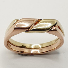Fancy 9ct Puzzel Ring 2 Pieces Two Tone Gold 375 Ring Size V Full Hallmarked 