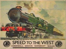Travel Gwr Railway Rail Train Steam Engine Cornwall Wales Uk Retro Poster 2390Py