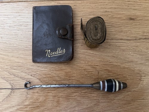 Vintage sewing kit button hook - sewing,