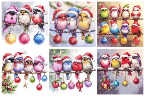 Christmas bird family - christmas,