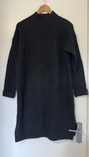 Fat Face Long Knitwear Jumper Dress Size 14 Black Wool Blend