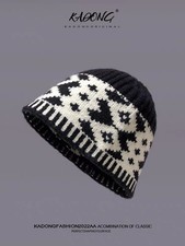 Brand new black and white wool beanie hat unisex
