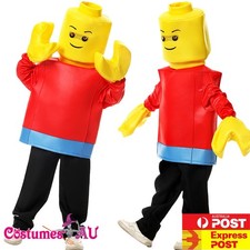 Kids Lego brick Man Lego Guy Prestige Costume Red Boys Cosplay Outfit Ninjago UK