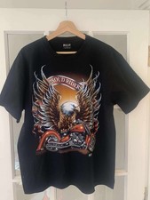 Vintage WILD Proud Riders Graphic Biker T-SHIRT Black Harley Size L skull
