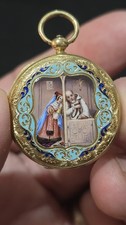 14K Gold Open Face Enamel