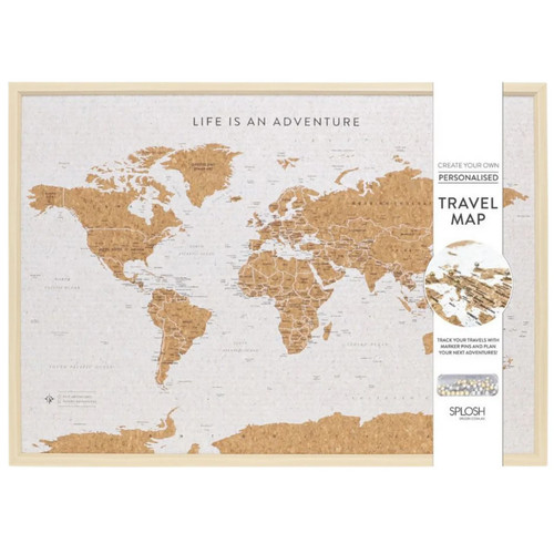 Splosh beige world travel map - world,
