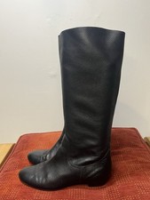 Jones Bookmaker Navy Blue Leather Knee High Boots Size 7 /40 Good Condition