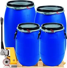 Blue Open Top Storage Food Keg Barrel Drum With Lid & Closure - Choice Of Size