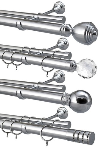 Double eyelet curtain pole rod - double,