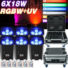 6PCS 6x18W Wireless Par Light Battery RGBWA+UV 6 LED Uplight w/Case Rechargeable
