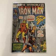 Invincible Iron Man Comic #35 - Marvel 1971 - Feat Nick Fury/Daredevil. UK Price
