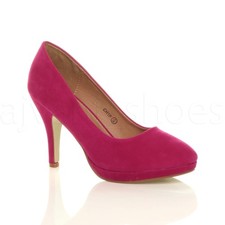 WOMENS LADIES MID HIGH HEEL PLATFORM PARTY WORK EVENING COURT SHOES PUMPS SIZE