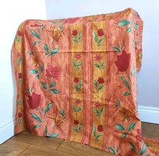 Vintage 90s Terracotta Floral Curtains D49in W51in