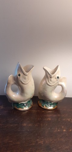 Two vases gaping fish ceramic - vases,