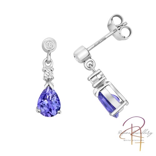 Tanzanite and diamond earrings - tanzanite,