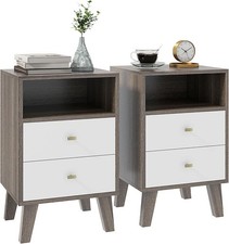 Bedside Cabinets x 2 Bedroom Table Set Pair Drawers Nightstand Storage Unit