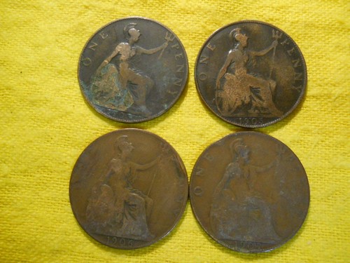 British old penny coins - penny,