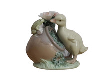 Lladro Figurine "How Are You" with a Duck and Frog Interacting Porcelain