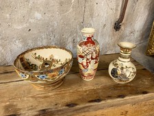 Japanese Satsuma Vases and Bowl - Kusube Sennosuke (1859-1940)