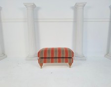 Duresta Mayfair Red Grey Gold Stripe Rectangle Foot Stool - RRP £1,050