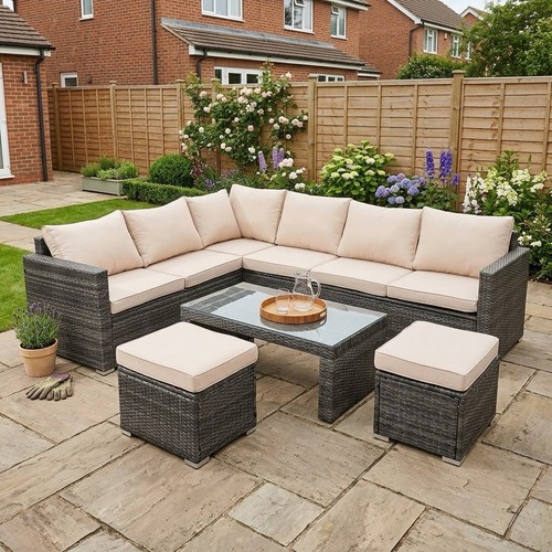 Rattan garden sofa set - garden,