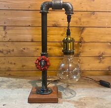 Industrial Table Lamp, Steampunk, Retro, Edison Bulb, Antique Oak Base, Mancave