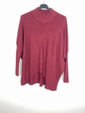 New Ladies High Neck Dip Hem Italian Knitted Casual Ribbed Longsleeve Jumper