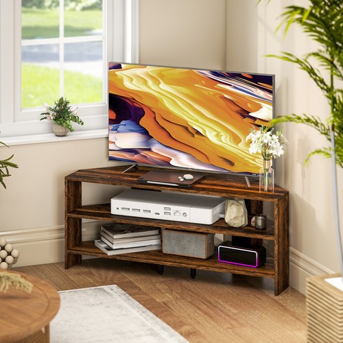 Rustic brown corner stand - rustic, tv