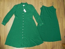 LK Bennett 100% Silk Malachite Green Party Dress with Matching Slip Size UK 14 M