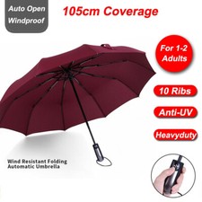 10 Ribs Umbrella Auto Open Foldable Heavy-duty Anti-UV Rain Umbrella Windproof
