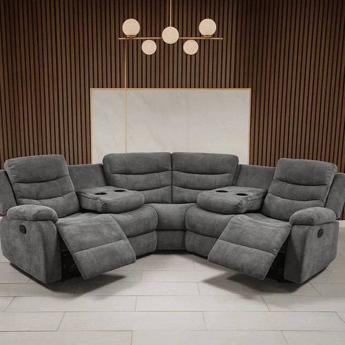 Premium grey fabric recliner - premium,