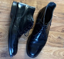 Men’s Uk Size 9  Royal Navy Issue Steaming Boots Bats DMS Black Leather  vgc